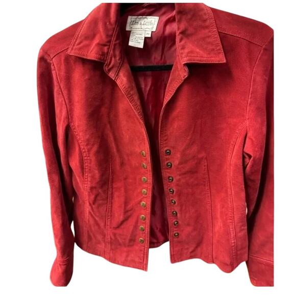 Live A Little Red Suede Leather Button Up Western Jacket - PS - Picture 1 of 7